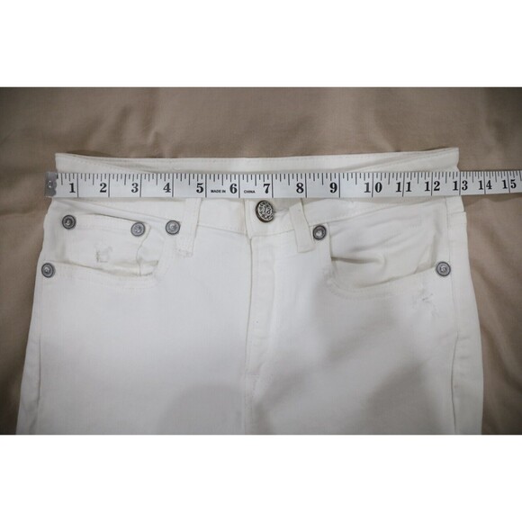 R13 Womens Size 25 Kick Crop Jeans Distressed Garret White Italy Denim Luxury - Picture 11 of 14